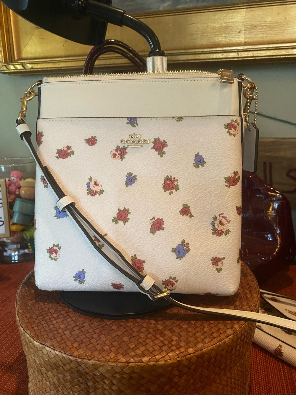 Coach Kitt Messenger Sadie Crossbody Clutch Chaulk Vintage Rosebud Print